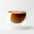 Load image into Gallery viewer, KRUVE IMAGINE Coffee Cups - Handcrafted Double-Wall Glass Cups (Set of Two, 8.5oz/250ml) - Perfect for Latte Art and Espresso - Durable Borosilicate Glass - Ideal Gift for Coffee Mugs Lovers - Latte