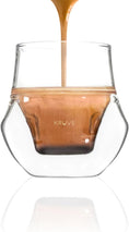 Load image into Gallery viewer, KRUVE Propel Espresso Cups, Handmade Double-Walled Glass Coffee Mugs, Clear 2.5 oz, Scientific Design for Better Tasting Coffee (Set of Two) - Unique Glass Coffee Cups with Headspace & Internal Fins