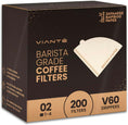 Load image into Gallery viewer, Vianté V60 Coffee Filters. Pour Over Coffee Filter Size 2 Brown Unbleached Filters From Natural Bamboo Fibers (200 Count)
