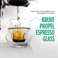 Load image into Gallery viewer, KRUVE Propel Espresso Cups, Handmade Double-Walled Glass Coffee Mugs, Clear 2.5 oz, Scientific Design for Better Tasting Coffee (Set of Two) - Unique Glass Coffee Cups with Headspace & Internal Fins