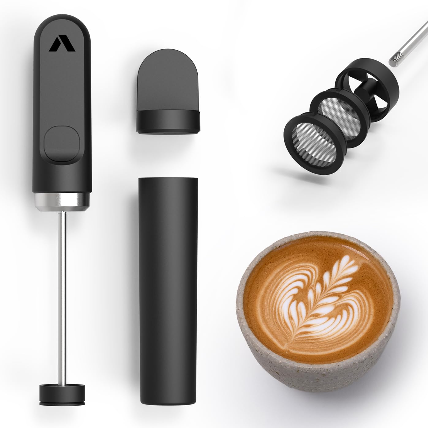 Subminimal Performance Milk Foamer - NanoFoamer Lithium Handheld Frother - Rechargeable, Dual-Speed - Microfoamed Milk in 30 Seconds, Barista-Style Coffee Drinks at Home - White Special Edition